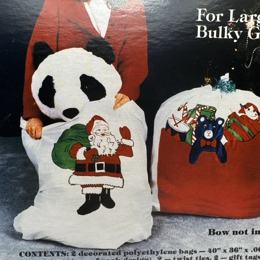Vintage 90's‎ Extra Large Gift Sacks Cloth Christmas Gift Bags New In Box